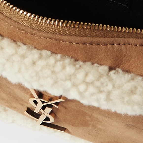 YSL Lou TEDDY LOGO Belt Bag Shearling & Nubuck Bumbag Sherpa SAINT LAURENT - Picture 9 of 15